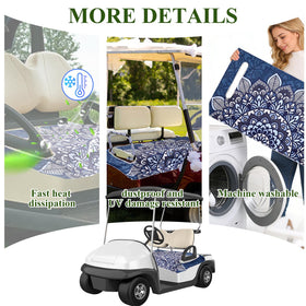 Elastic edges secure a snug fit on most two- and four-seat carts.