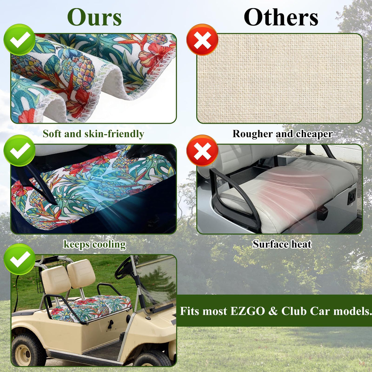 SEJGGKQ 52x31 inch cover fits most two-seat golf carts.