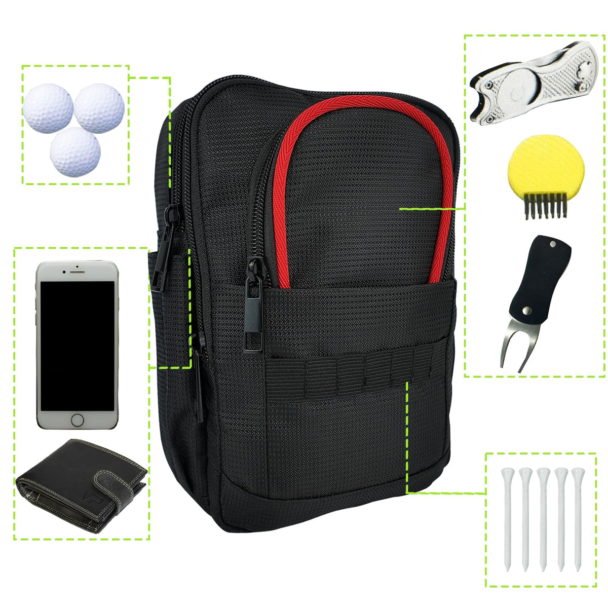 Seleasy golf pouch organizer stores smaller items for quick access