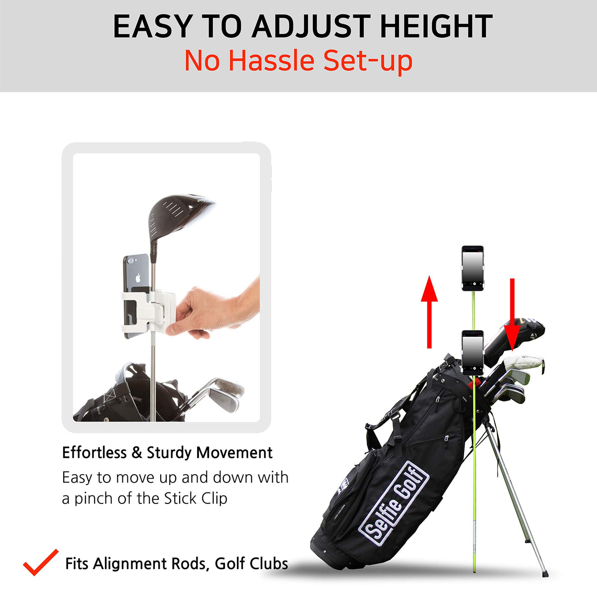 Selfie Golf bag-friendly setup fitting neatly inside a golf bag.