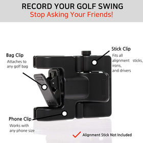 Selfie Golf Record Swing demonstrates phone size adaptability for versatile filming.