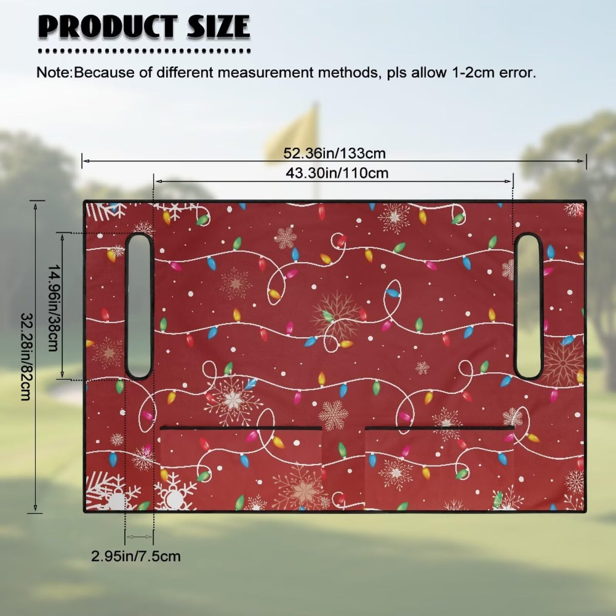 Semiouray seat cover 52x32in fits two-seater golf carts.