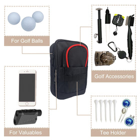 Sevance golf accessory bag Red Edge durable clip-on design for easy attachment.