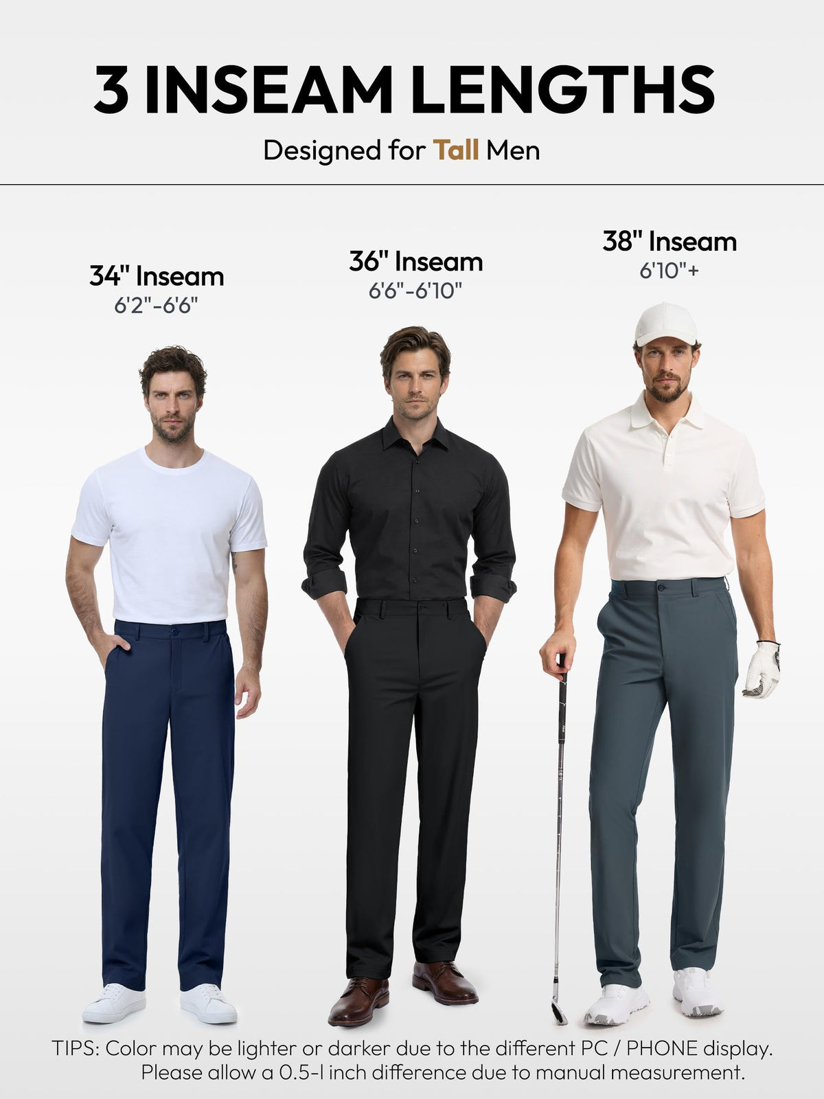 SEVEGO Extra Long Pants side view illustrating sleek silhouette and all-day comfort on the course.