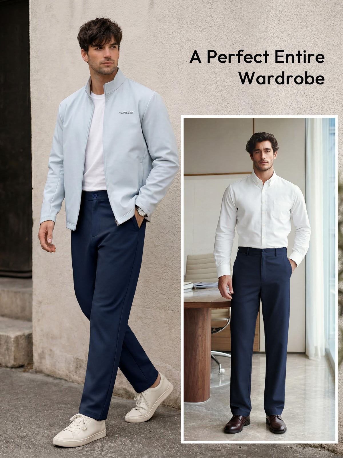 SEVEGO Extra Long Pants two back pockets for discreet storage.