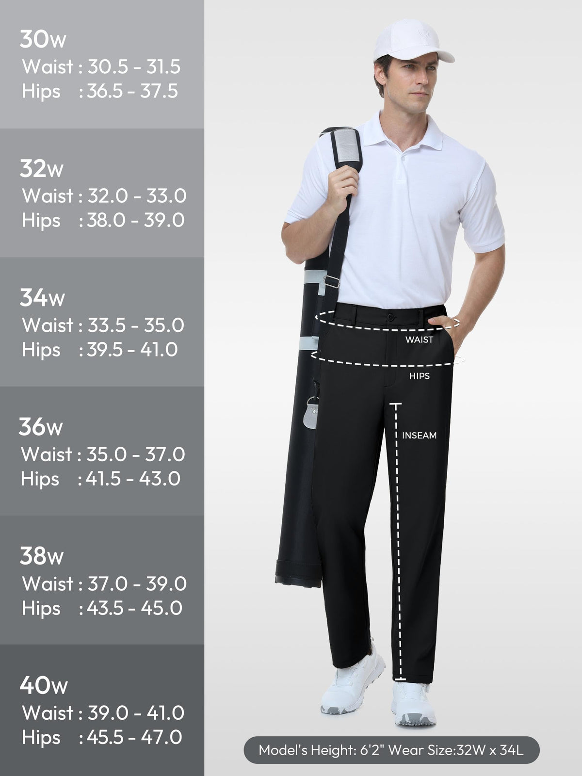 SEVEGO belt loops and flat front design for office to course versatility