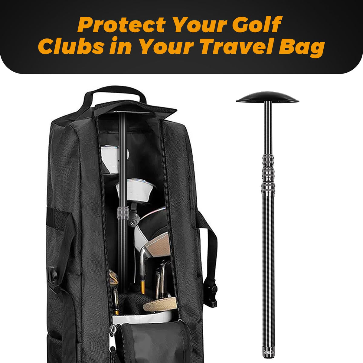 SevnElk airline-friendly golf bag support helps protect gear en route