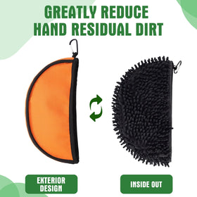 Sewrung orange disc golf cleaning tool close-up brush, gentle surface for preserving plastic.
