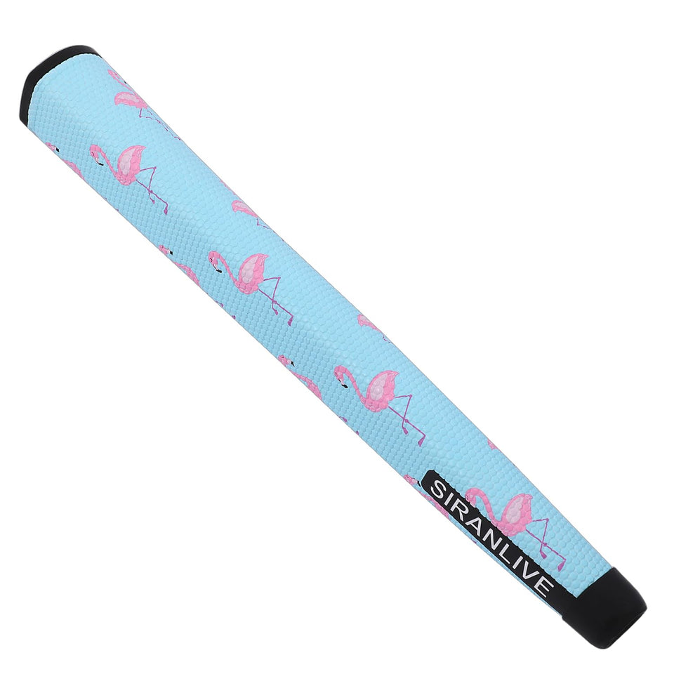 SHABIER golf putter grip with flamingos design, lightweight leather for smoother strokes.