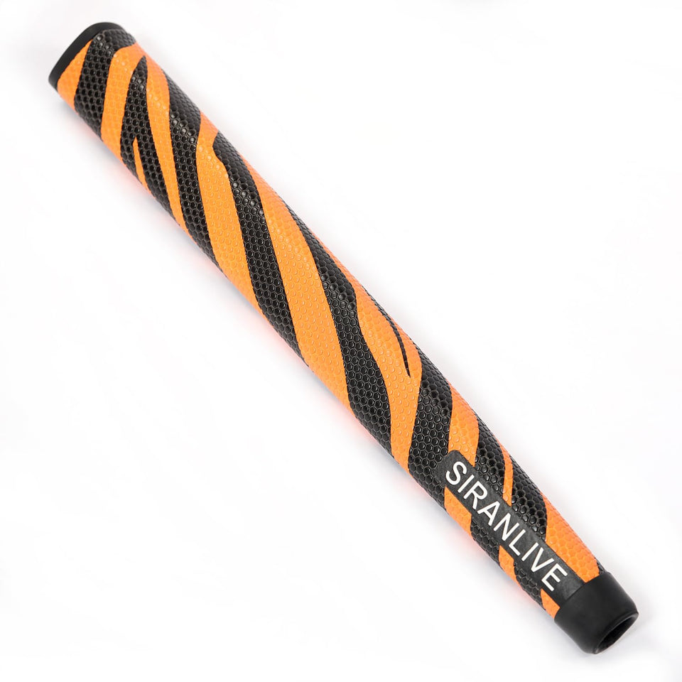 SHABIER golf putter grip in orange leather provides lightweight, breathable feel for smooth swings.