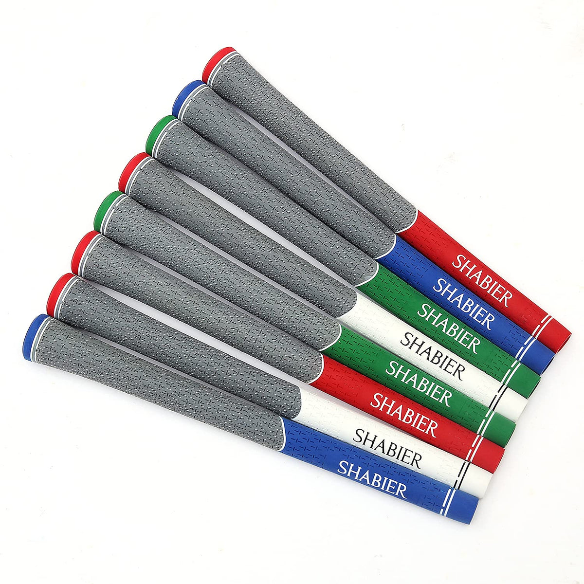 SHABIER 13-pack red golf grips close-up taper detail highlighting ergonomic tension reduction