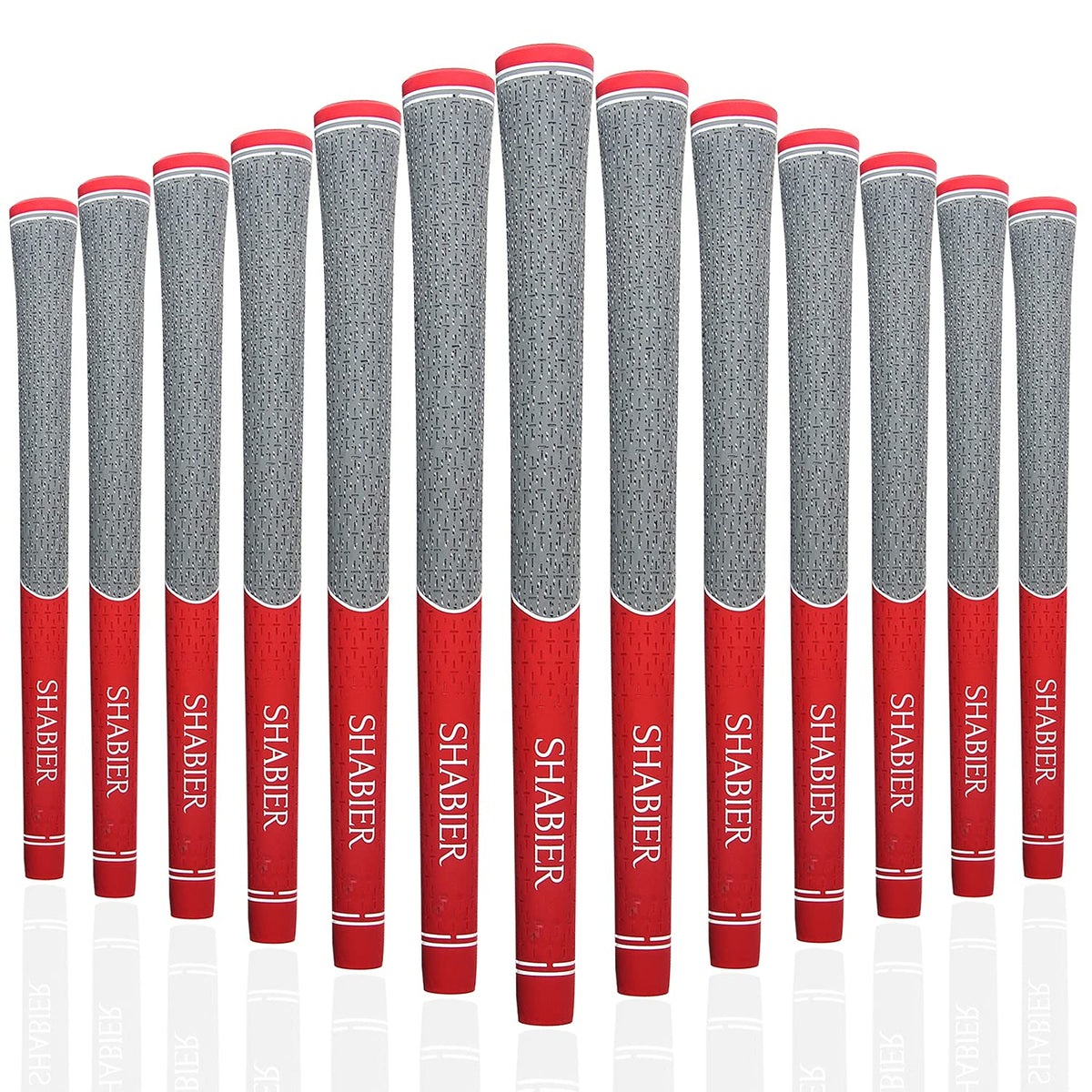 SHABIER 13-pack red golf grips top view showing durable texture for reliable grip