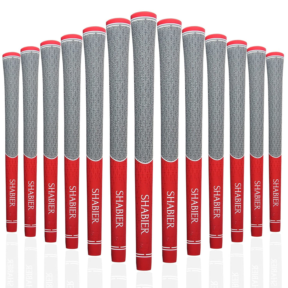 SHABIER 13-pack red golf grips top view showing durable texture for reliable grip