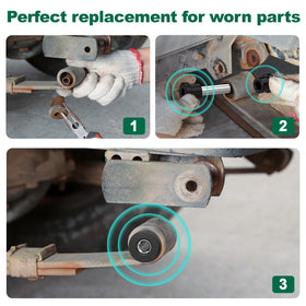 Upper shackle sleeves (2 pcs) ease installation and alignment.