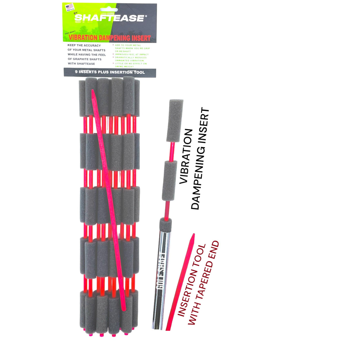 SHAFTEASE packaging box with 9 inserts for quick shaft upgrade