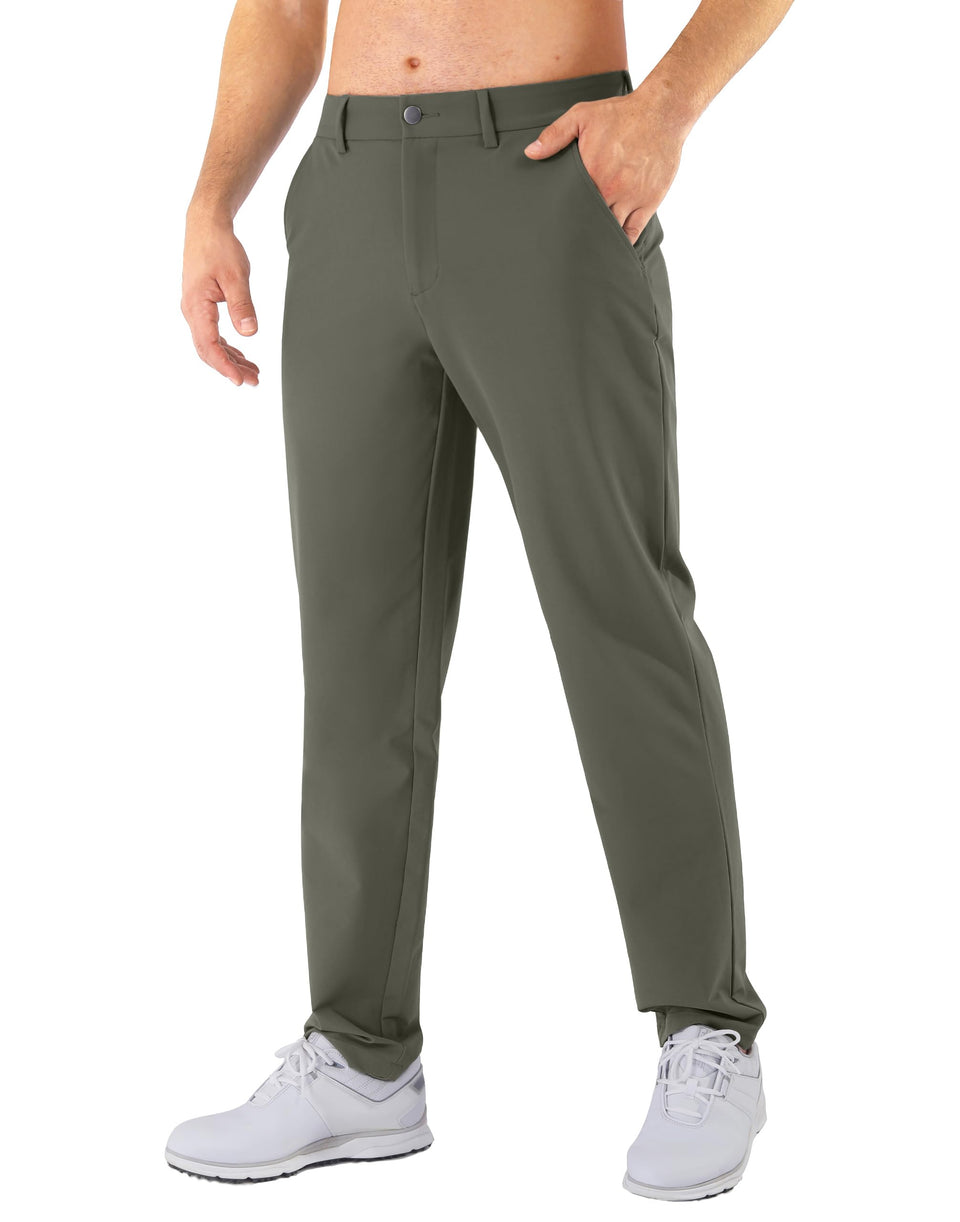 Shallowlulu golf pants front view highlighting stretch fabric for comfort