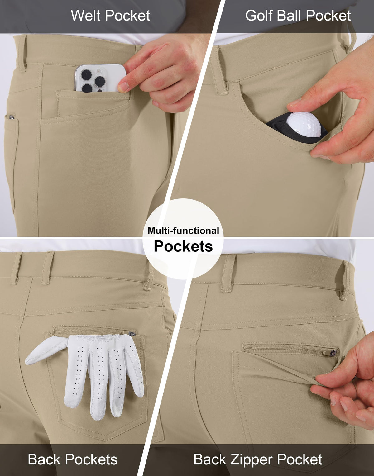 Shallowlulu men's golf pants 3D-cut tailoring delivers a sleek athletic silhouette.