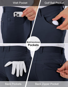 Shallowlulu men's golf pants five-pocket layout offers secure storage for tees, cards, and essentials.