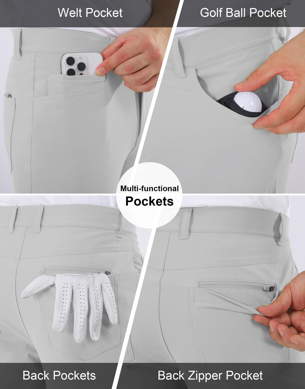 Shallowlulu pants featuring a flexible waistband for easy movement on the links.