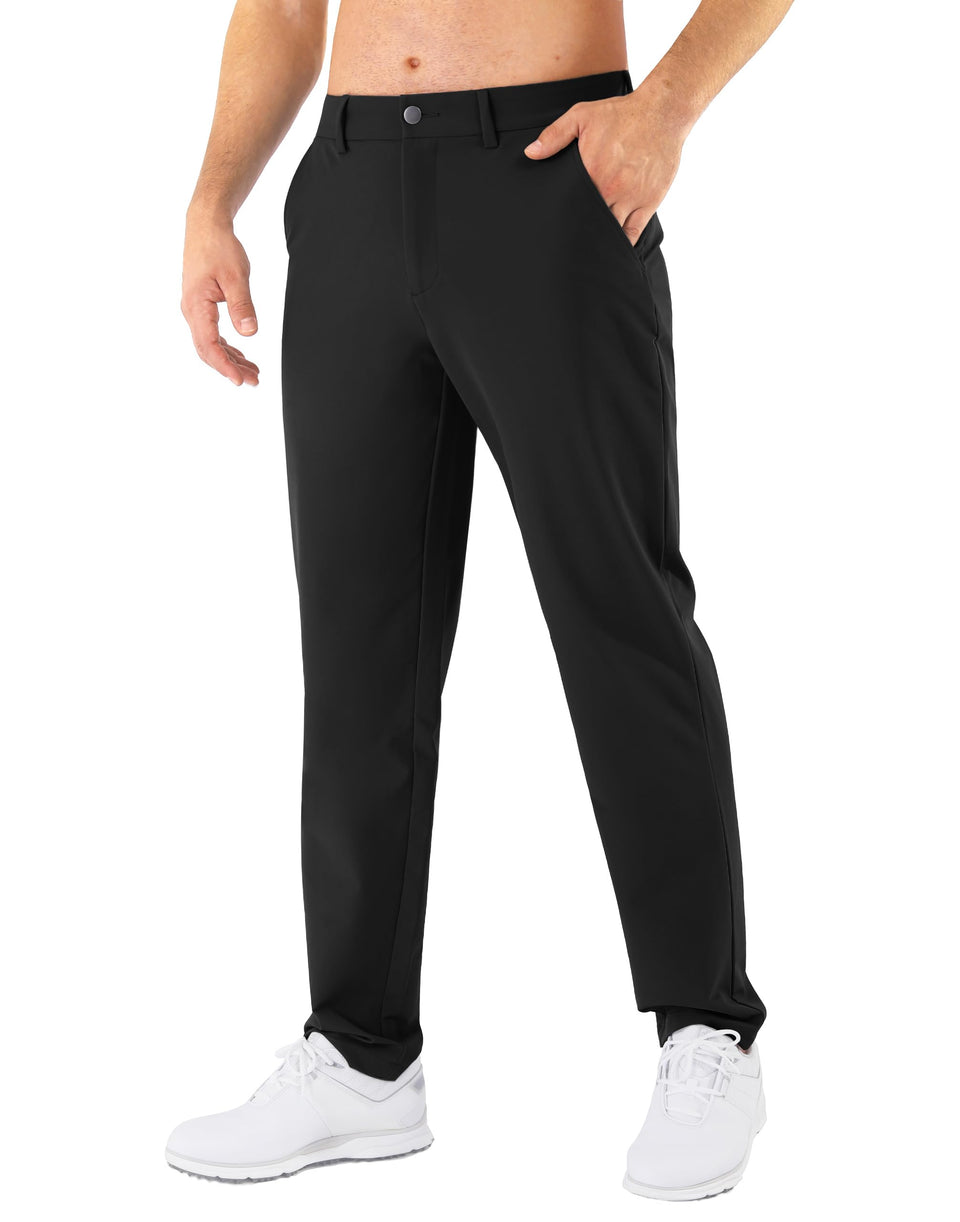 Shallowlulu men's golf pants front view with stretch fabric for comfort.