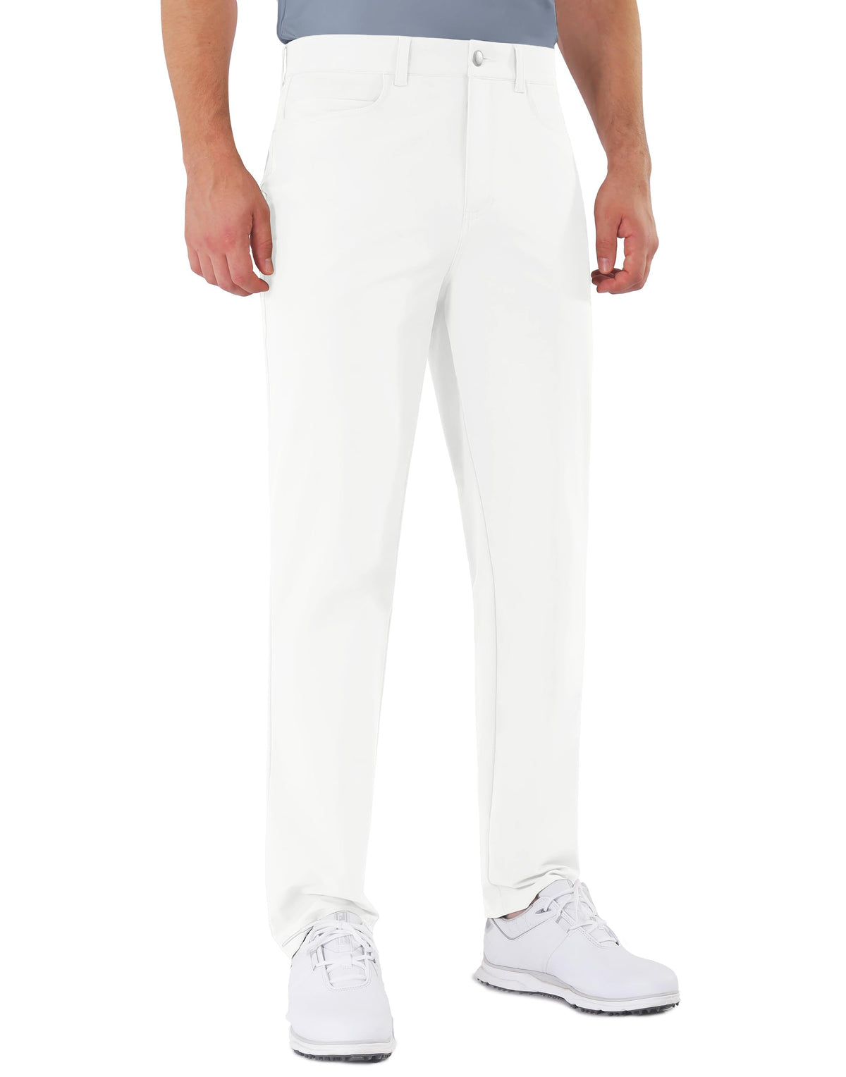 Shallowlulu men's golf pants front view shows stretch fabric for all-day comfort