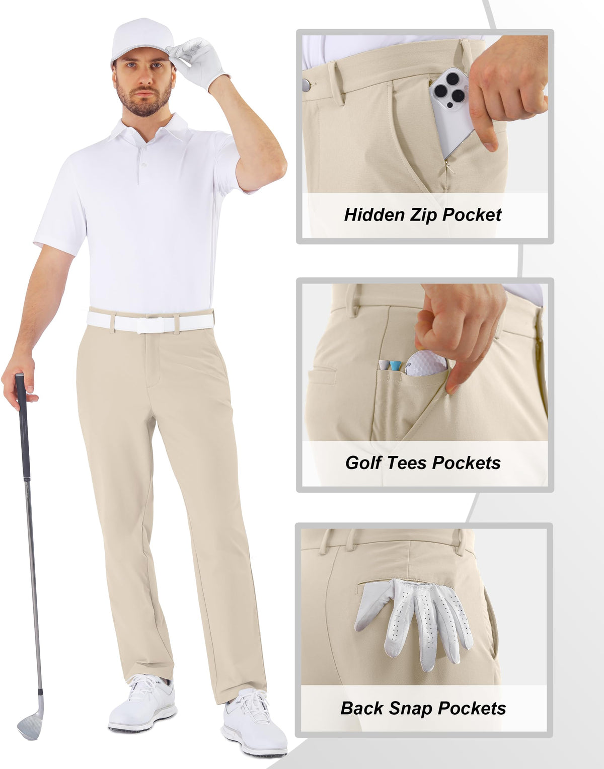 Shallowlulu men's golf pants six-pocket layout ideal for gear and scorecard.