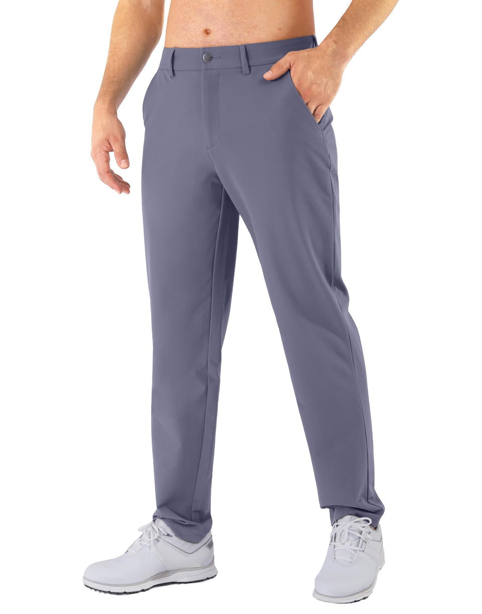 Shallowlulu men's golf pants, front view, stretch classic fit for unrestricted swings.