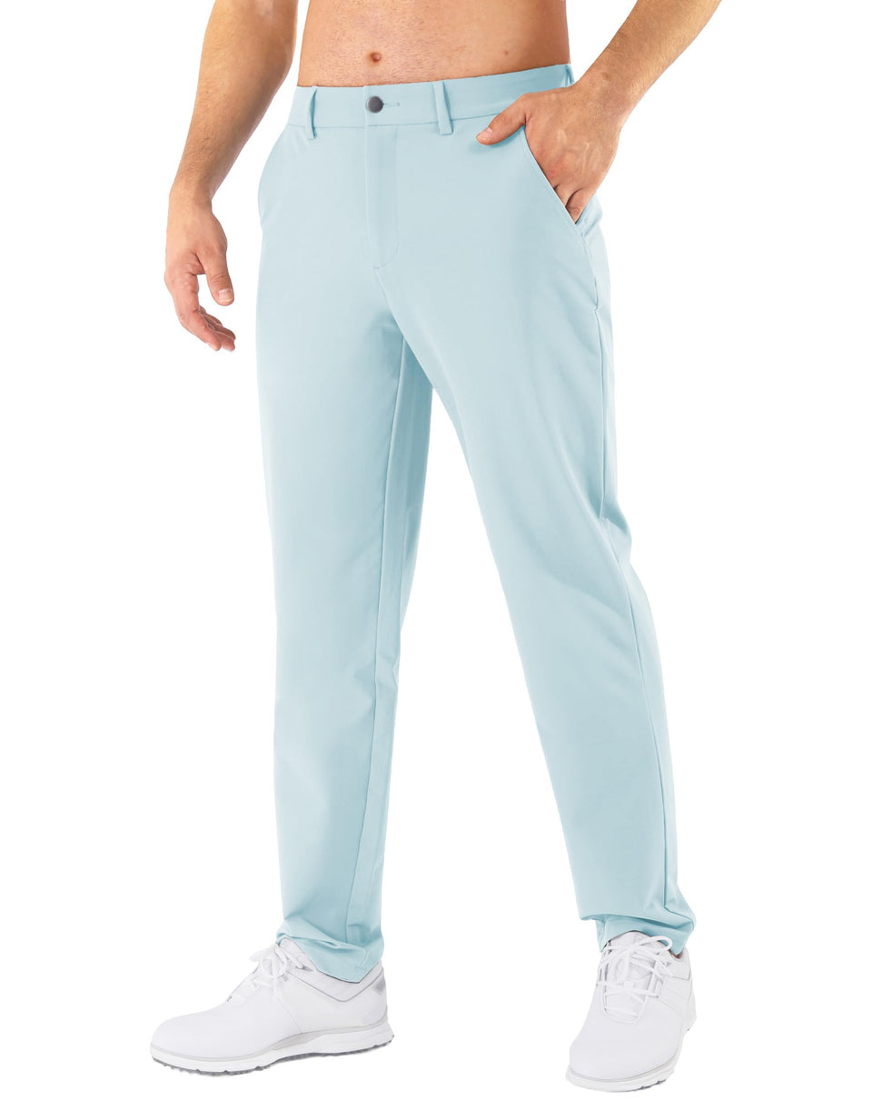 Shallowlulu mens golf pants stretch classic fit front view for flexible swings.