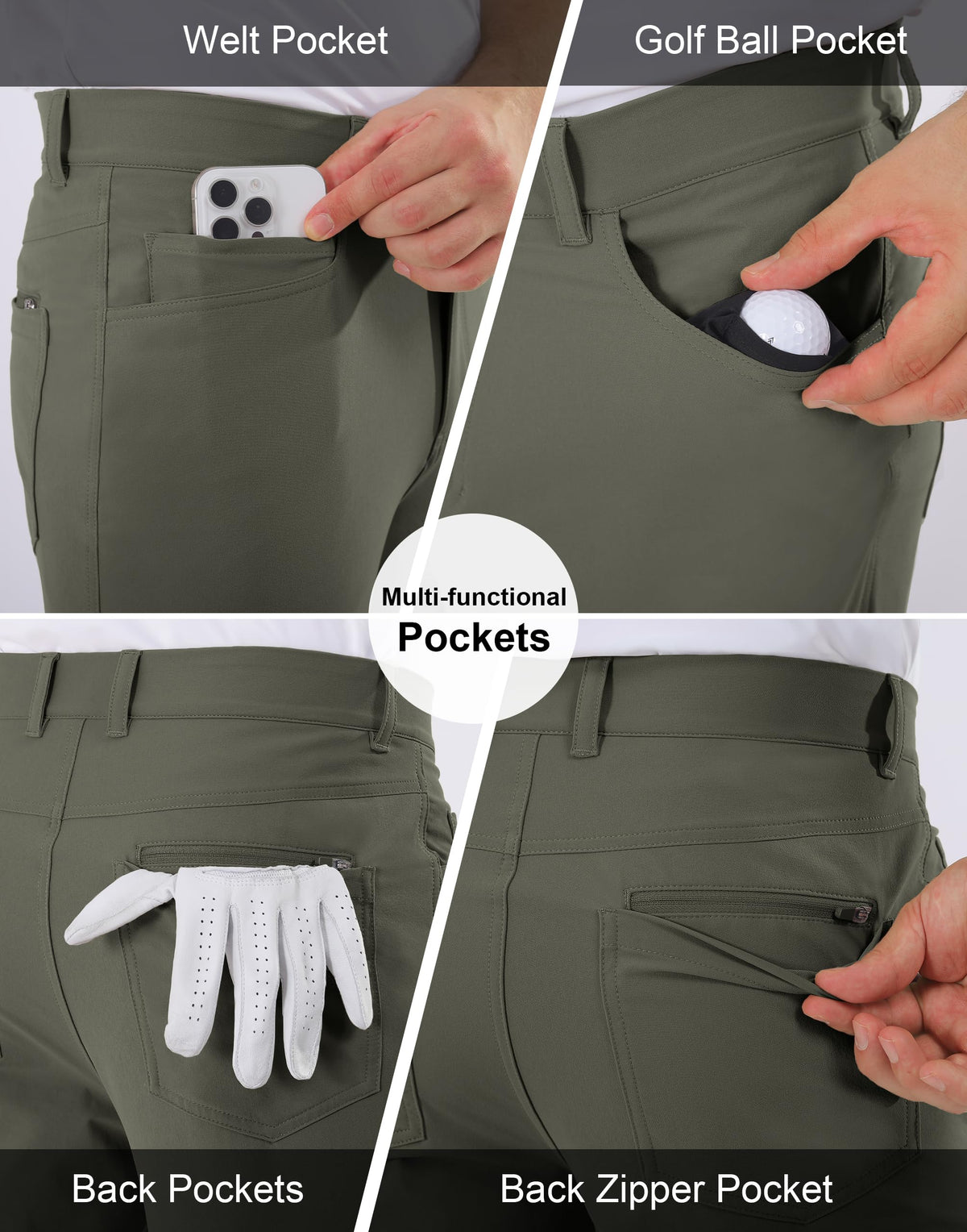 Shallowlulu men's golf pants stretch waistband olive, ensures easy movement