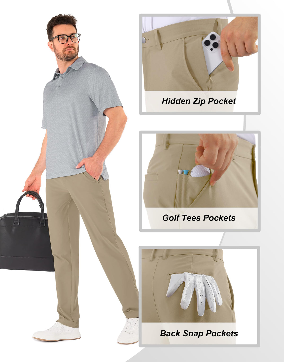 Shallowlulu six-pocket golf pants offer ample storage on the course.