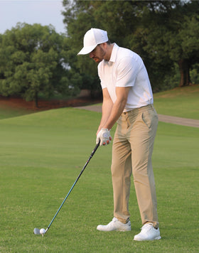 Shallowlulu water-repellent golf pants keep you dry in light rain.