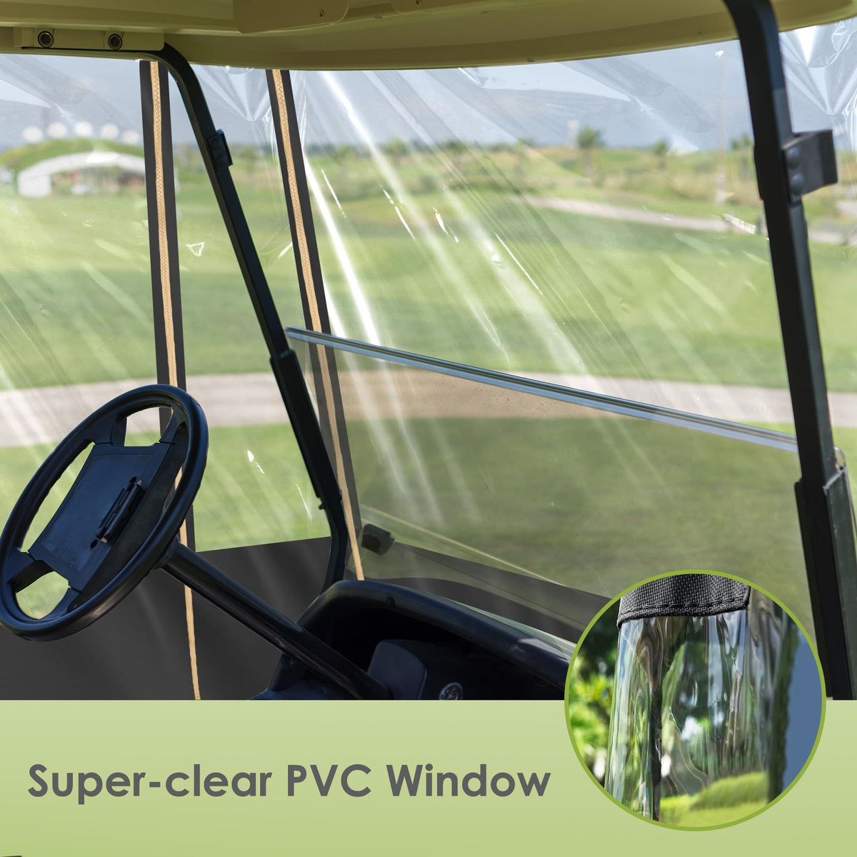 SHANTRA enclosure with zip side door for easy access on the course.
