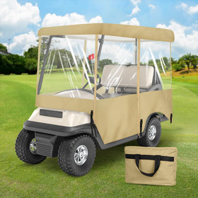 SHANTRA golf cart enclosure showing universal fit for most carts.