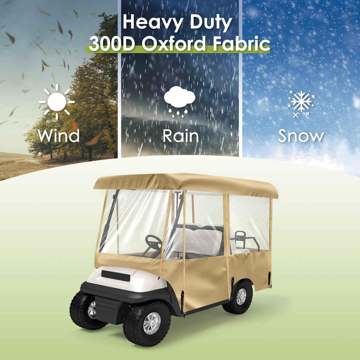 SHANTRA enclosure provides waterproof coverage for outdoor carts.