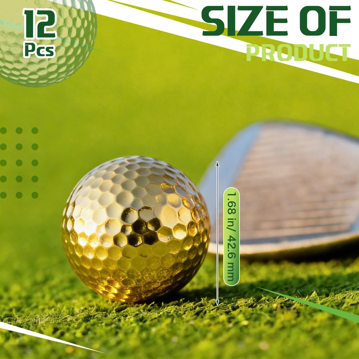 Shappy 12-pack gold golf balls ready for practice and play on the green