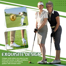 Shappy gold golf ball on green demonstrates high-contrast visibility