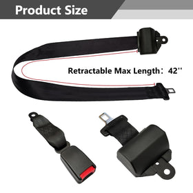Retractable 42-inch SHINETEC seat belts extended on a cart