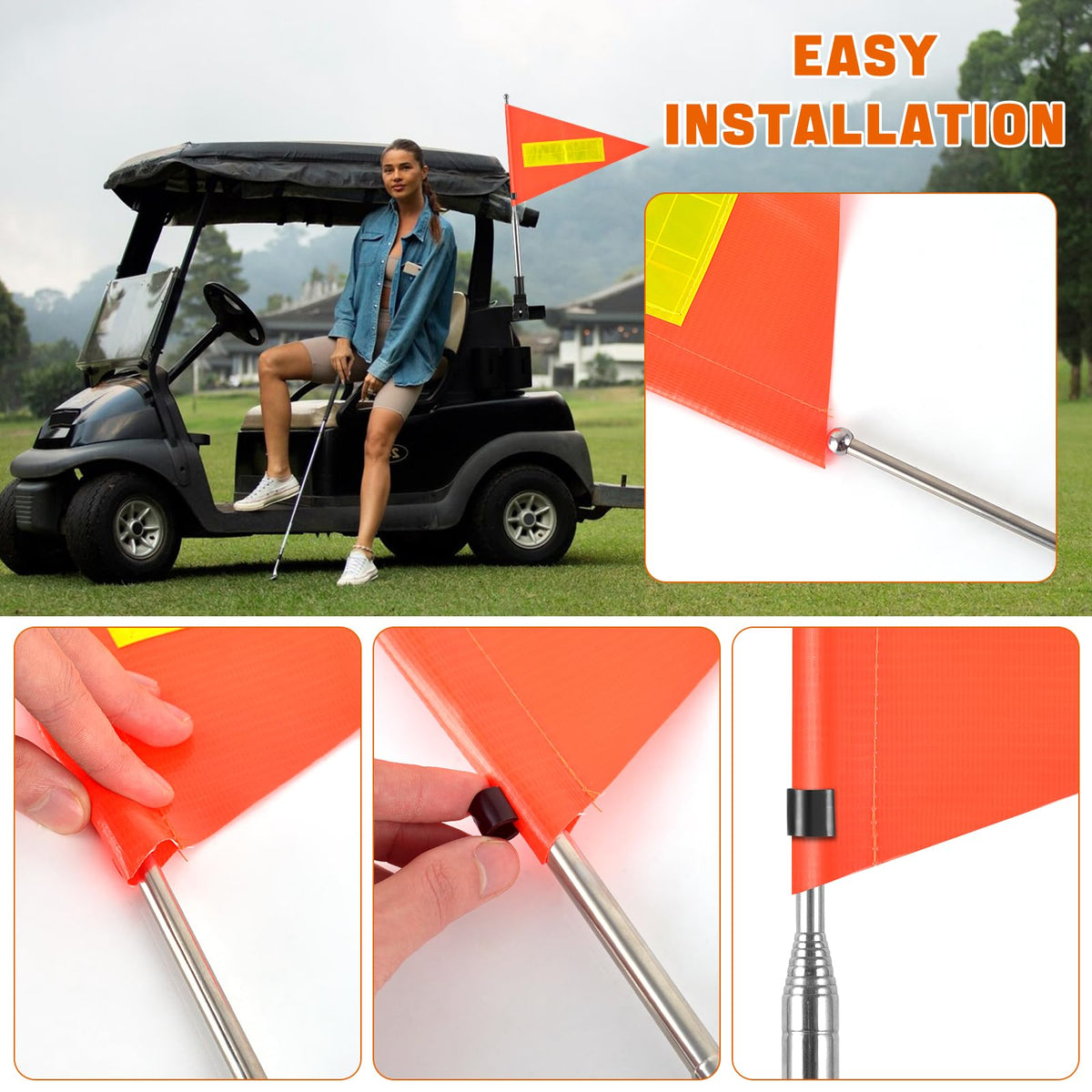 SHIQIKEJIPTY easy install base clamp secures flag on round pipes.