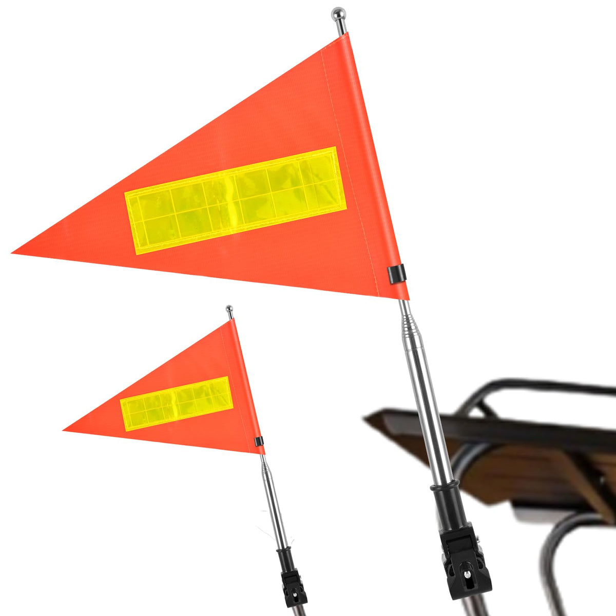 SHIQIKEJIPTY reflective orange safety flag for day and night visibility on carts.