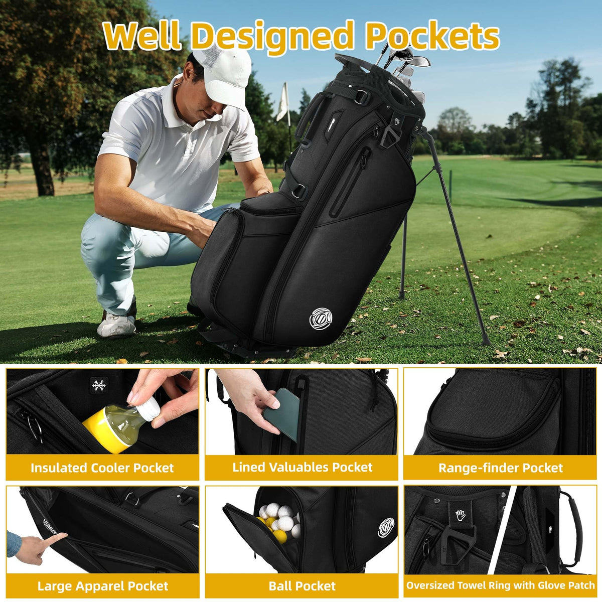 Shopsource 14-way dividers keep clubs neatly separated on the course