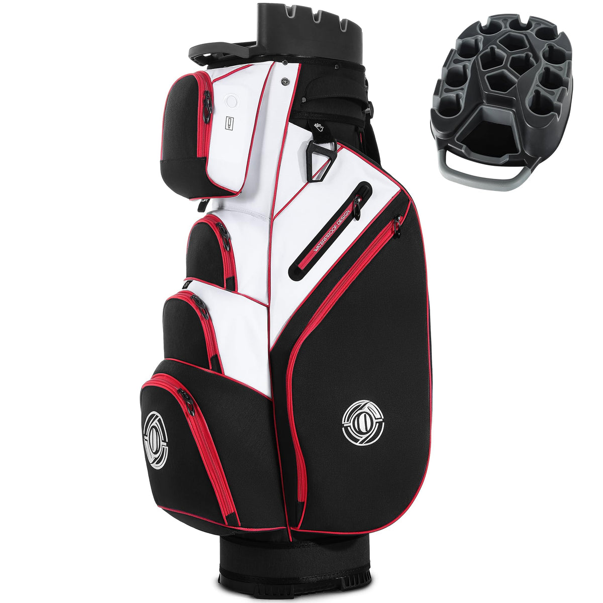 Shopsource golf bag with 14-way top dividers for organized club access.