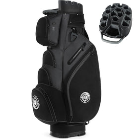 Shopsource golf cart bag with 14-way top dividers keeps clubs organized and accessible.