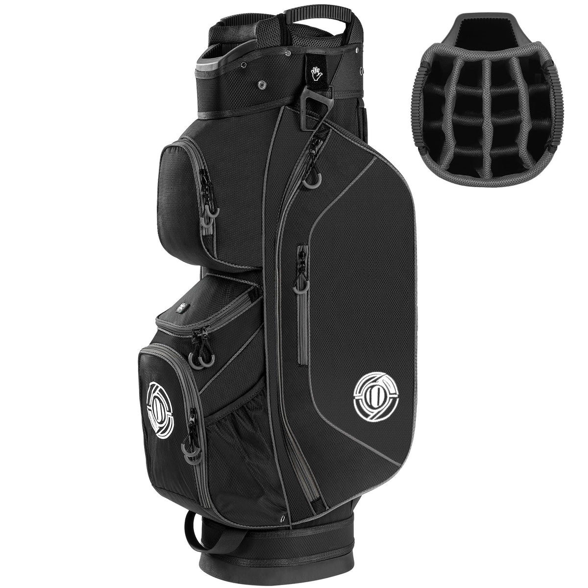 Shopsource golf cart bag with 15-way top keeps clubs organized for quick play