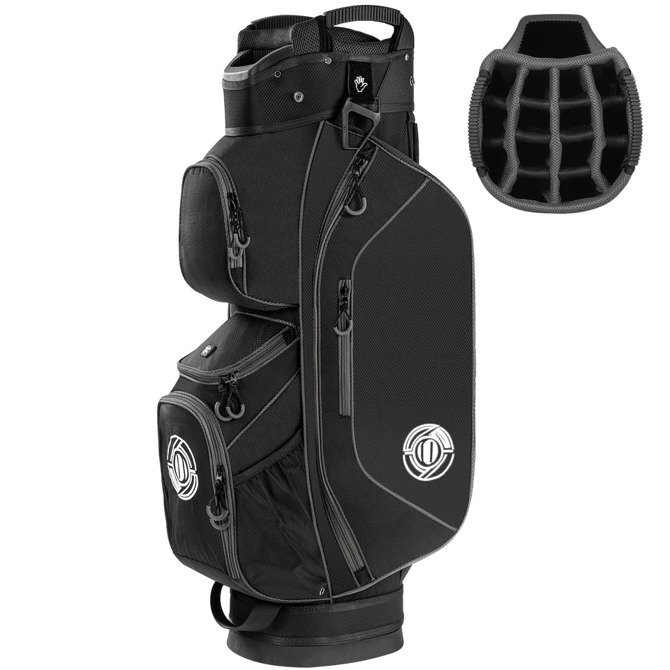 Shopsource golf cart bag with 15-way top keeps clubs organized for quick play