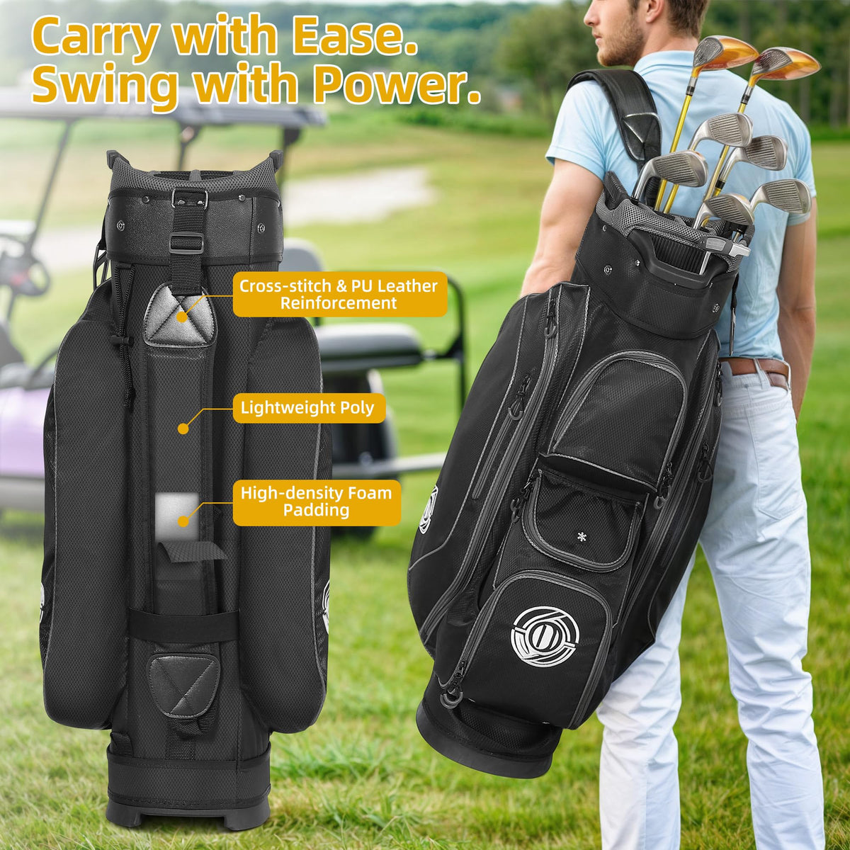 Shopsource bag with dedicated putter well keeps your putter ready