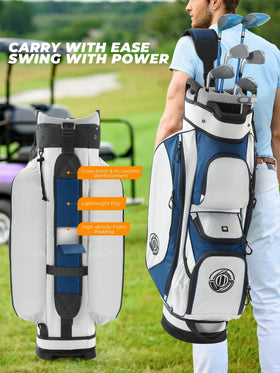 Shopsource bag shows padded shoulder straps for comfortable carrying on the course
