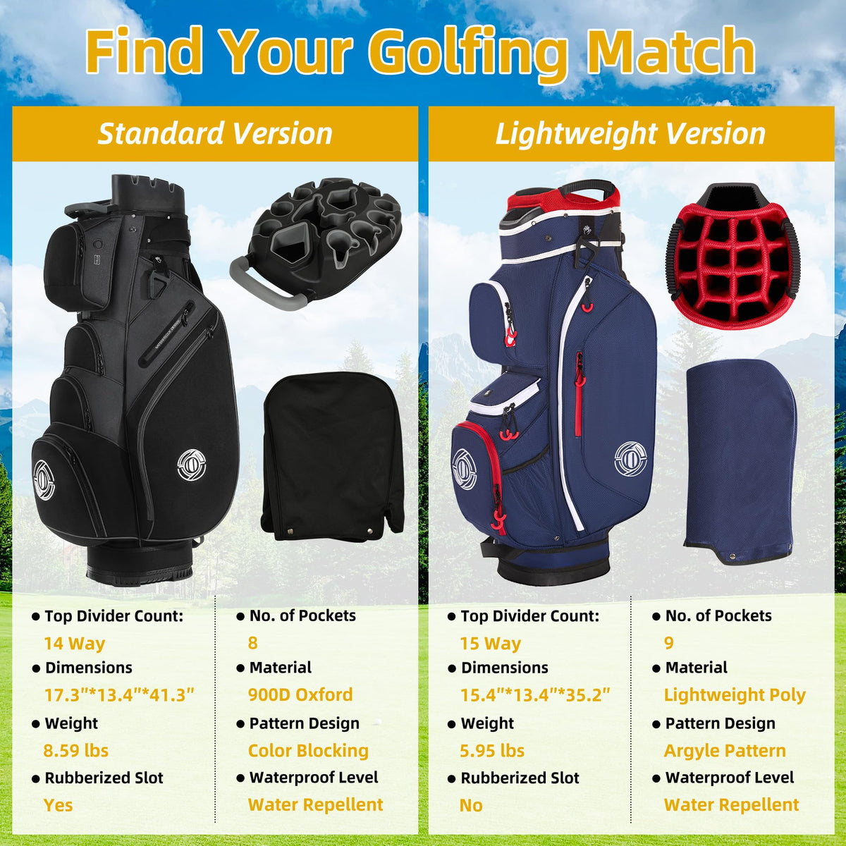 Shopsource golf cart bag padded straps and handles for comfortable carrying.