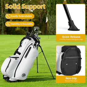 Shopsource stand bag with dual-flex legs offering stable support on varied terrain.