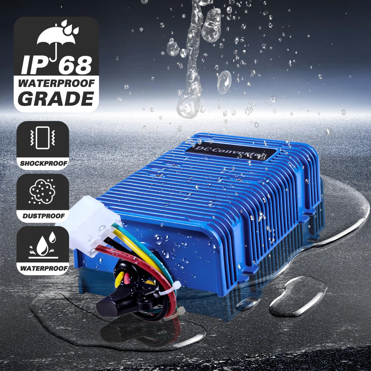 Shu-Ran 36V/48V to 12V converter setup with clear wiring for EZGO carts