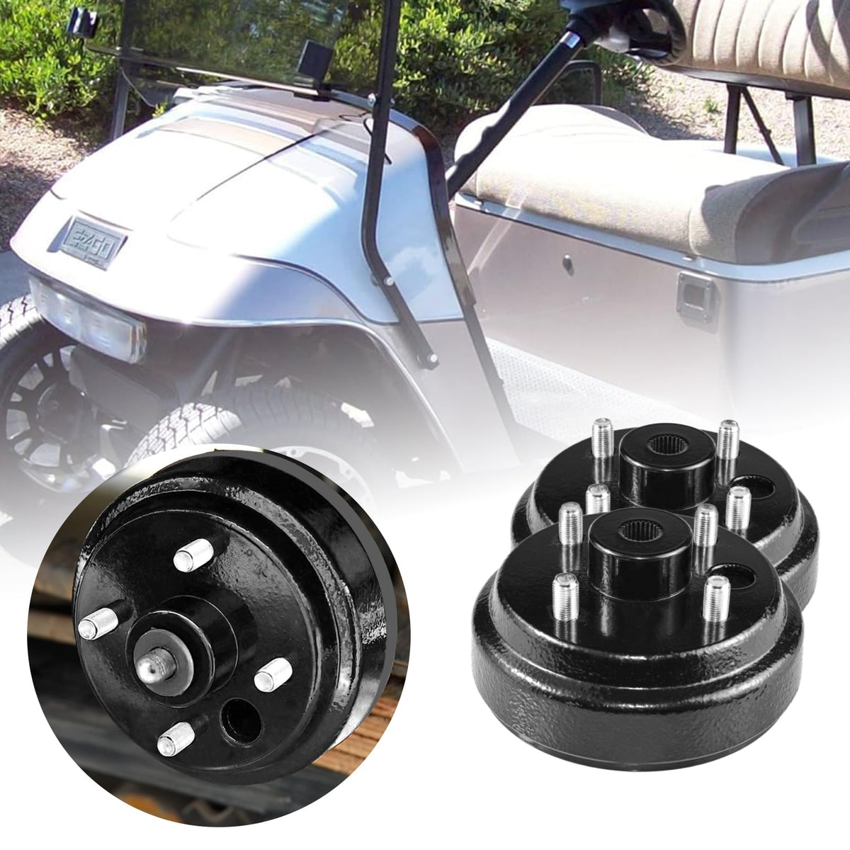 Shu-Ran brake drum hub for EZGO TXT, OEM replacement option with star spline design.